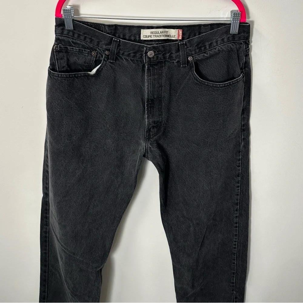 LEVI'S 505 men's black regular fit straight leg jeans, 38x32. - Picture 4 of 7